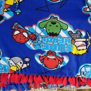 Kawaii Super Heroes Fleece Blanket No Sew 54x60